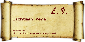 Lichtman Vera névjegykártya